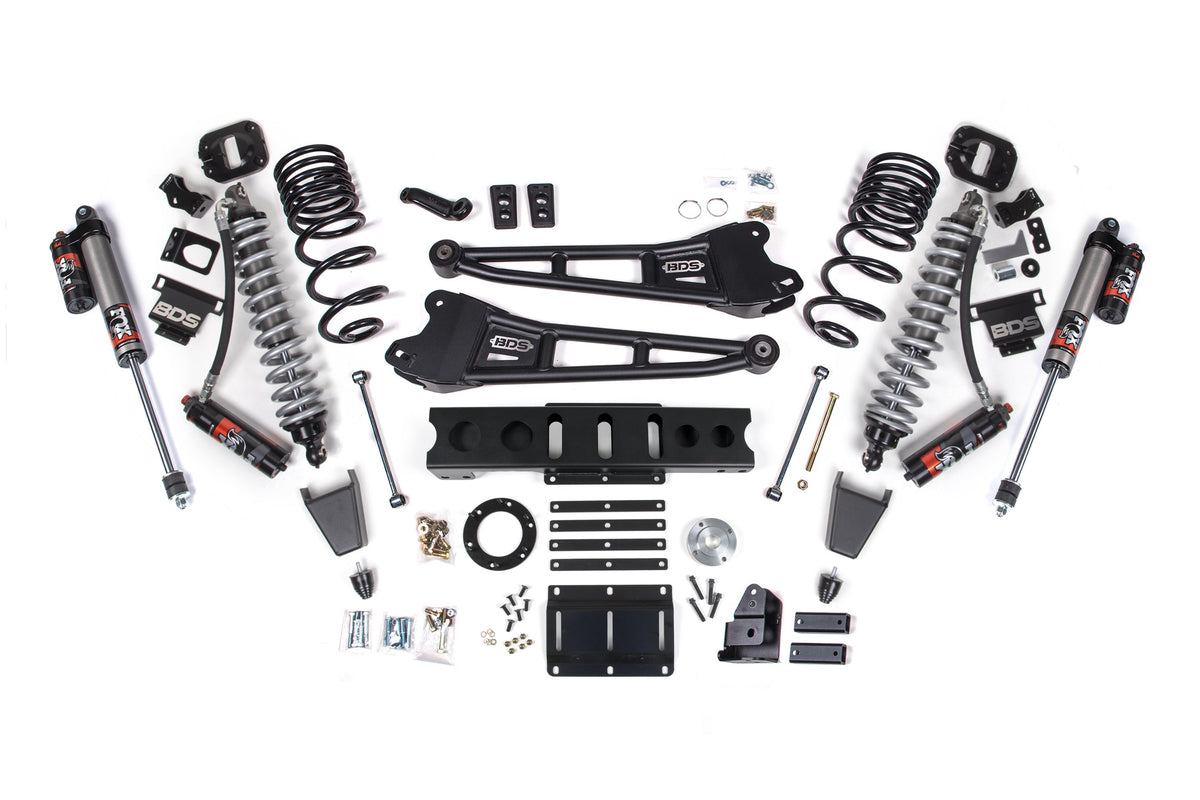 BDS Suspension 6 Inch Lift Kit w/ 4-Link FOX 2.5 Coil-Over Conversion - Performance Elite Ram 3500 2013-2018 4WD Diesel - Rubber Bump Stop / 6 Bolt / FOX 2.5 Performance Elite