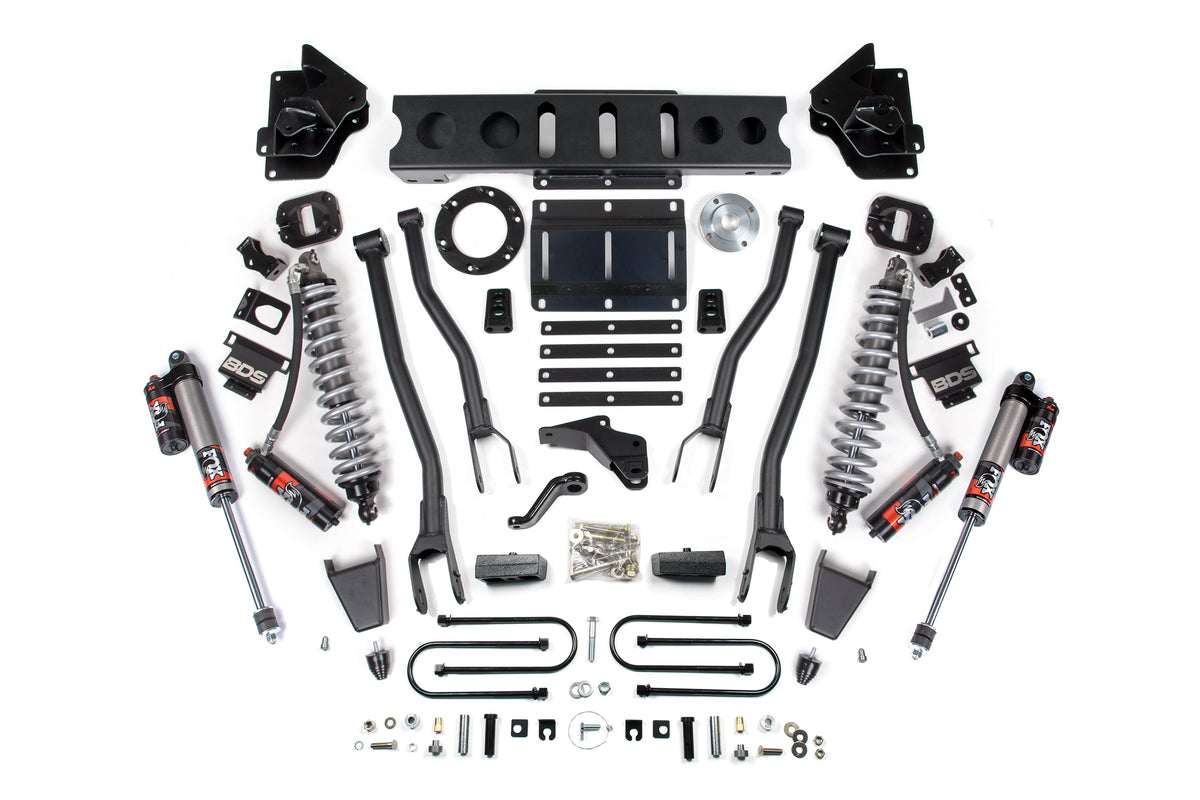 BDS Suspension 4 Inch Lift Kit w/ 4-Link FOX 2.5 Coil-Over Conversion - Performance Elite Ram 3500 2013-2018 4WD Diesel - Rubber Bump Stop / 6 Bolt / FOX 2.5 Performance Elite