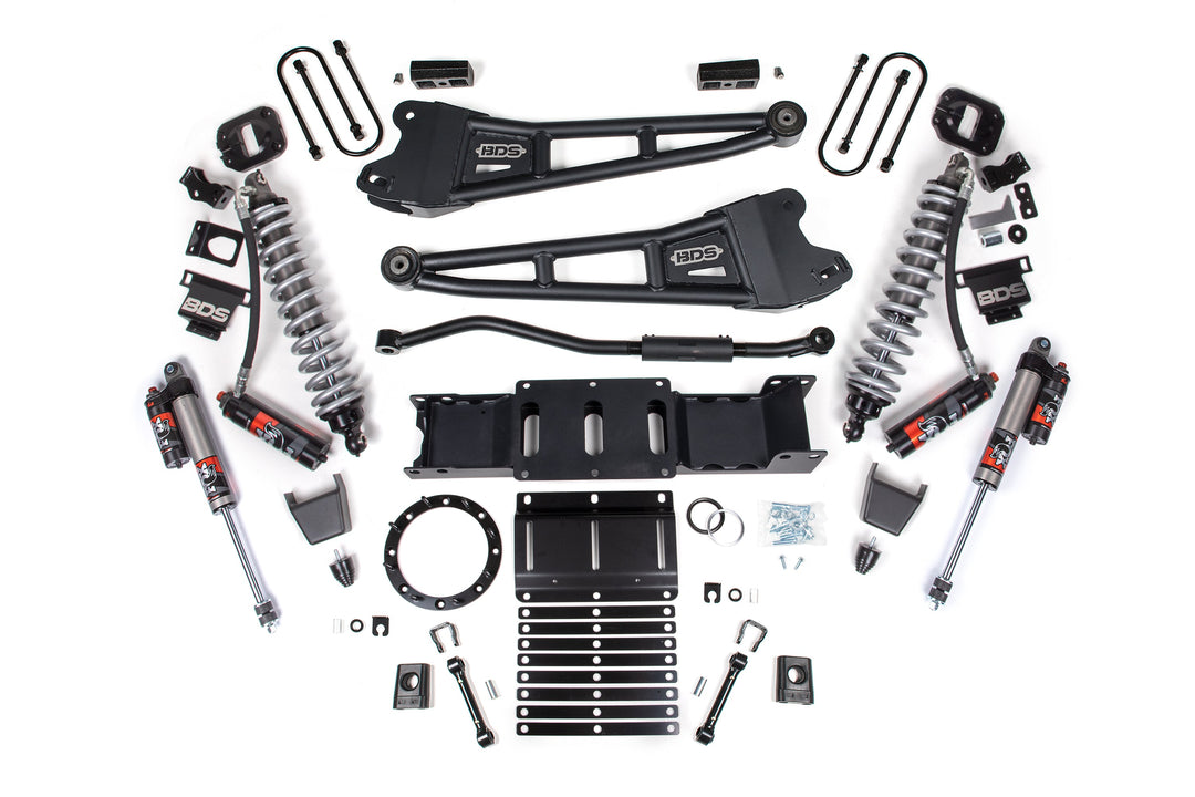 BDS Suspension 3 Inch Lift Kit w/ Radius Arm FOX 2.5 Coil-Over Conversion - Performance Elite Ram 3500 2019-2024 4WD Diesel - Rubber Bump Stop / 2 Inch Block With Overload / 8 Bolt / FOX 2.5 Performance Elite