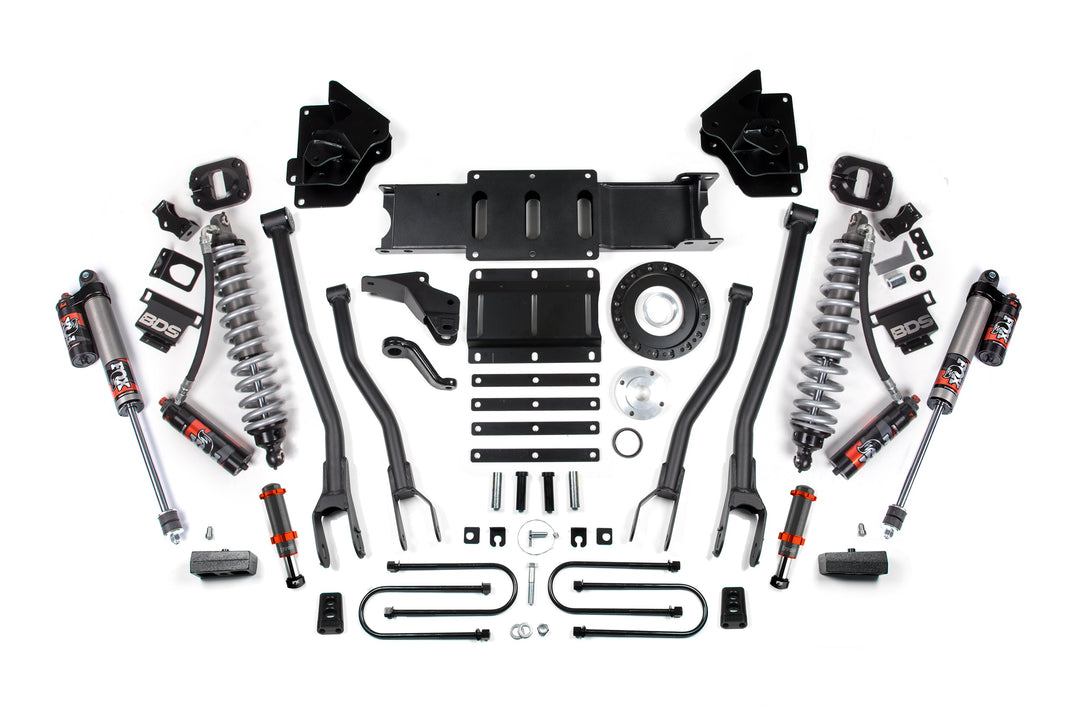 BDS Suspension 4 Inch Lift Kit w/ 4-Link FOX 2.5 Coil-Over Conversion - Performance Elite Ram 3500 2013-2018 4WD Diesel - FOX 2.0 Hydro Bump Stop / 8 Bolt / FOX 2.5 Performance Elite
