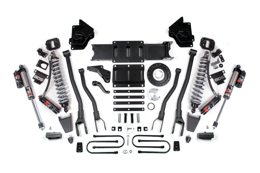 BDS Suspension 4 Inch Lift Kit w/ 4-Link FOX 2.5 Coil-Over Conversion - Performance Elite Ram 3500 2013-2018 4WD Diesel - Rubber Bump Stop / 8 Bolt / FOX 2.5 Performance Elite