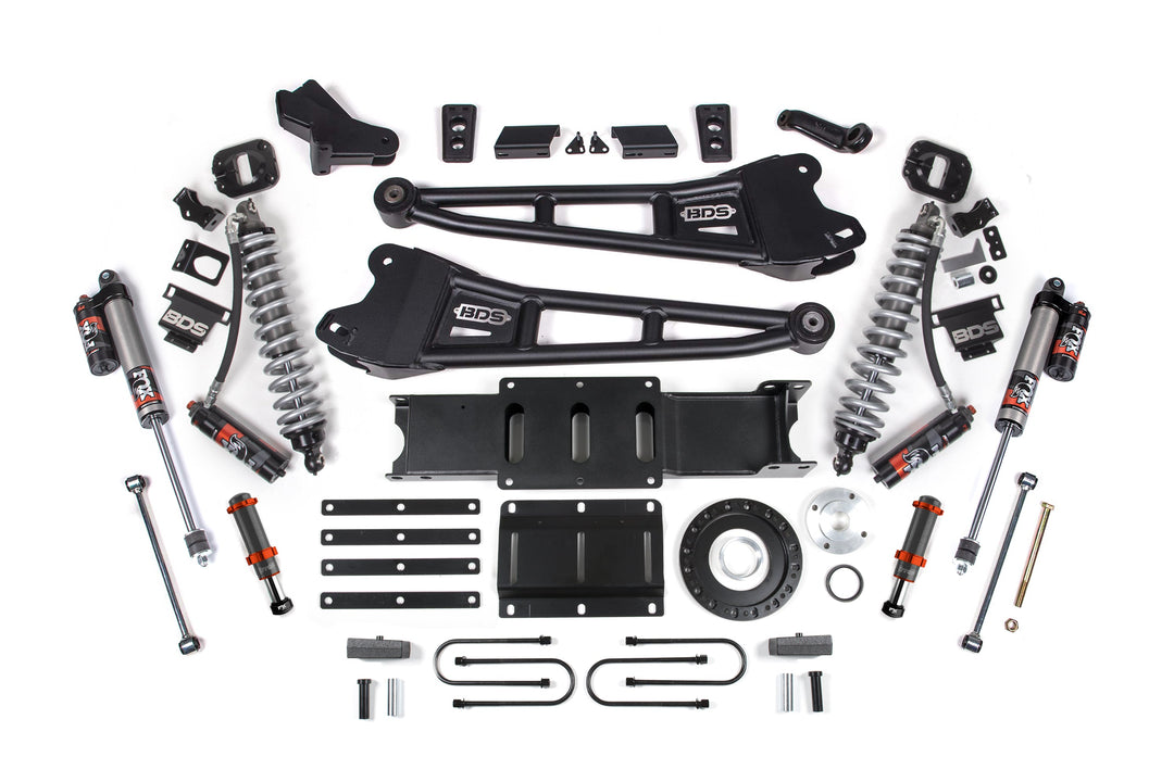 BDS Suspension 4 Inch Lift Kit w/ Radius Arm FOX 2.5 Coil-Over Conversion - Performance Elite Ram 3500 2013-2018 4WD Diesel - FOX 2.0 Hydro Bump Stop / 8 Bolt / FOX 2.5 Performance Elite