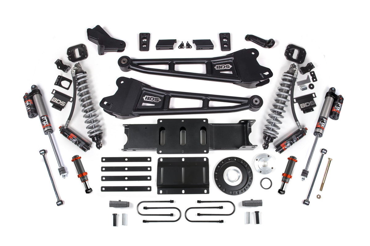 BDS Suspension 4 Inch Lift Kit w/ Radius Arm FOX 2.5 Coil-Over Conversion - Performance Elite Ram 3500 2013-2018 4WD Diesel - FOX 2.0 Hydro Bump Stop / 8 Bolt / FOX 2.5 Performance Elite