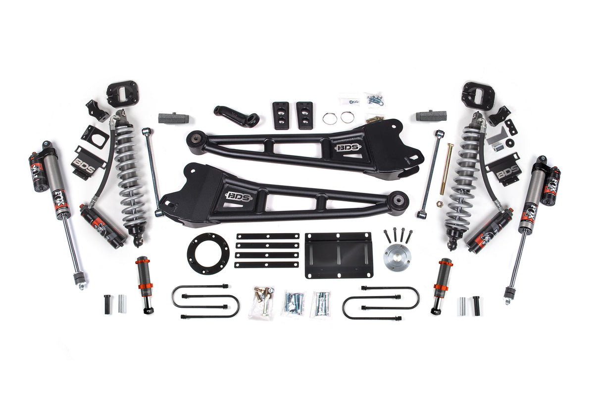 BDS Suspension 6 Inch Lift Kit w/ Radius Arm FOX 2.5 Coil-Over Conversion - Performance Elite Ram 3500 2013-2018 4WD Diesel - FOX 2.0 Hydro Bump Stop / Block Kit / 6 Bolt / FOX 2.5 Performance Elite