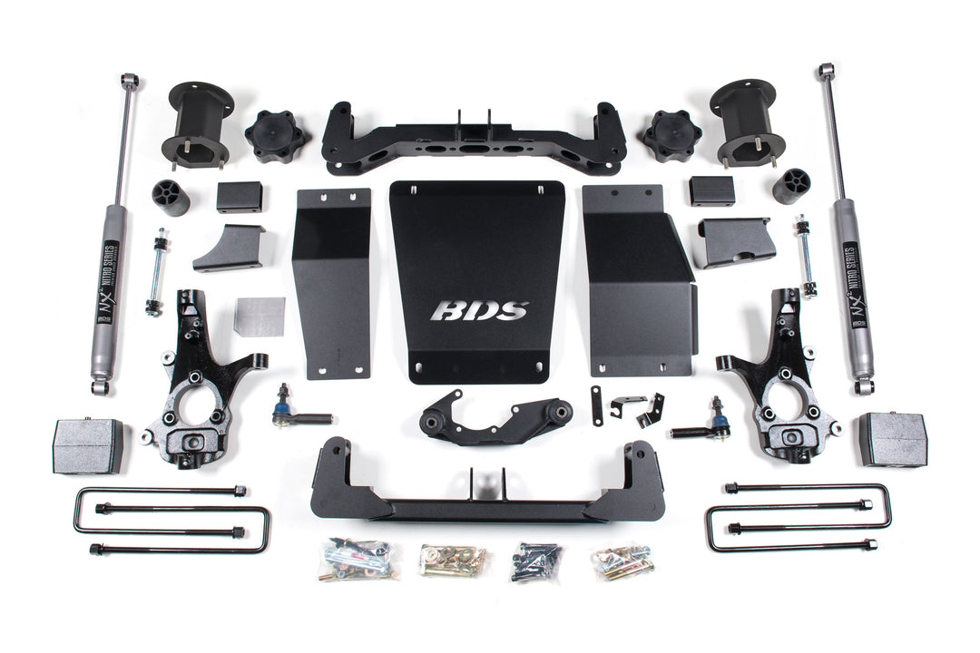 BDS Suspension 6.5 Inch Lift Kit Chevy Silverado or GMC Sierra 1500 2014-2018 4WD - 4 Inch Block Kit / NX2 Nitro Series / Cast Steel