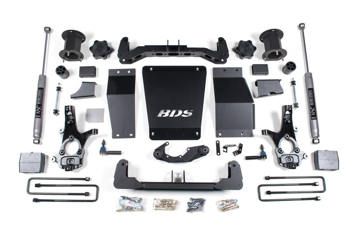 BDS Suspension 6.5 Inch Lift Kit Chevy Silverado or GMC Sierra 1500 2014-2018 4WD - 4 Inch Block Kit / NX2 Nitro Series / Cast Steel