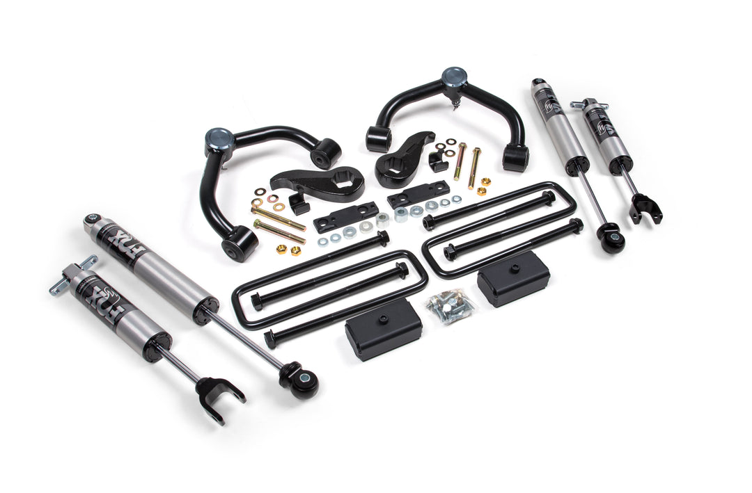 BDS Suspension 3 Inch Lift Kit Chevy Silverado or GMC Sierra 2500HD/3500HD 2020-2026 - 2 Inch Block Kit With Overload / FOX 2.5 Performance Series HTO