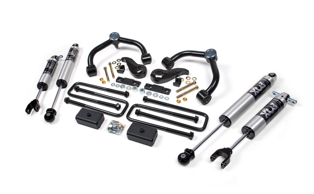 BDS Suspension 3 Inch Lift Kit Chevy Silverado or GMC Sierra 2500HD/3500HD 2020-2026 - 2 Inch Block Kit Without Overload / FOX 2.5 Performance Series HTO