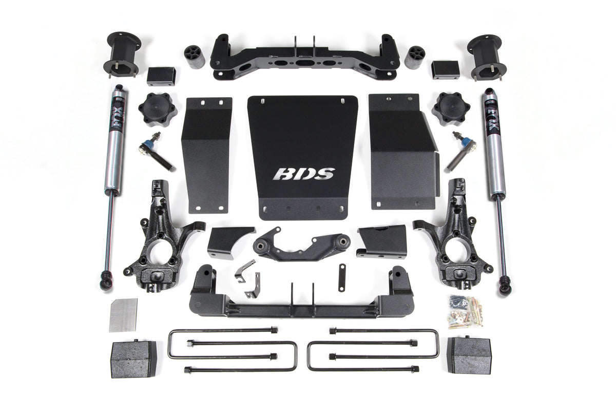 BDS Suspension 4.5 Inch Lift Kit Chevy Silverado or GMC Sierra 1500 2014-2018 4WD - 3 Inch Block Kit / FOX 2.0 Performance Series / Cast Steel
