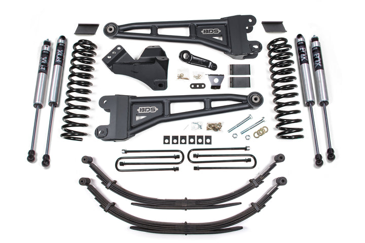 BDS Suspension 4 Inch Lift Kit w/ Radius Arm Ford F250/F350 Super Duty 2011-2016 4WD Gas - Leaf Springs / FOX 2.0 Performance Series