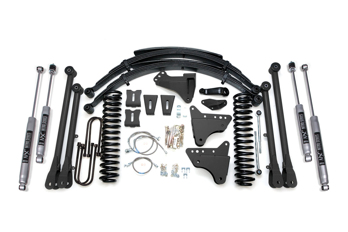 BDS Suspension 8 Inch Lift Kit w/ 4-Link Ford F250/F350 Super Duty 2005-2007 4WD Gas - NX2 Nitro Series