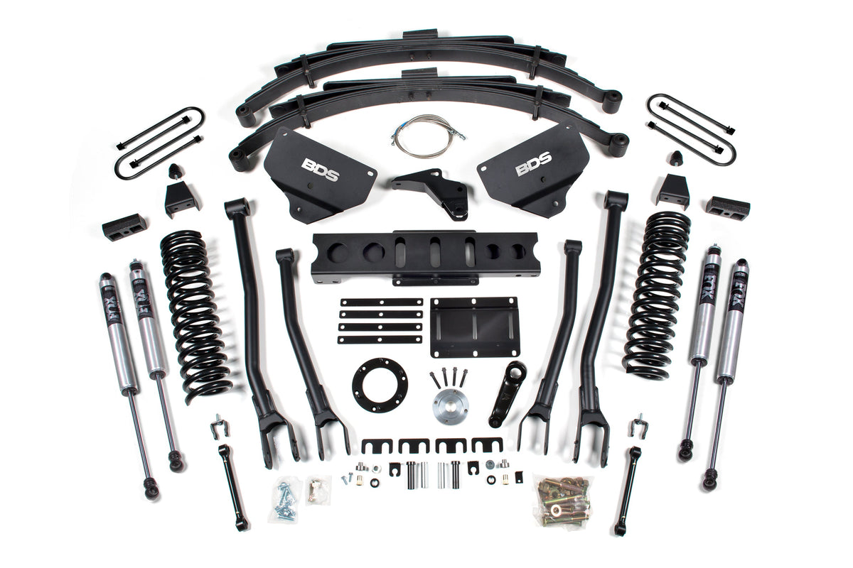 BDS Suspension 8 Inch Lift Kit w/ 4-Link Ram 3500 2013-2018 4WD Diesel - Leaf Springs / 6 Bolt / FOX 2.0 Performance Series