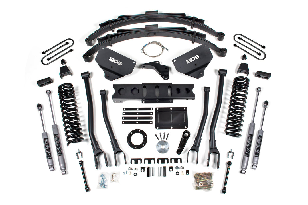 BDS Suspension 8 Inch Lift Kit w/ 4-Link Ram 3500 2013-2018 4WD Diesel - Leaf Springs / 6 Bolt / NX2 Nitro Series