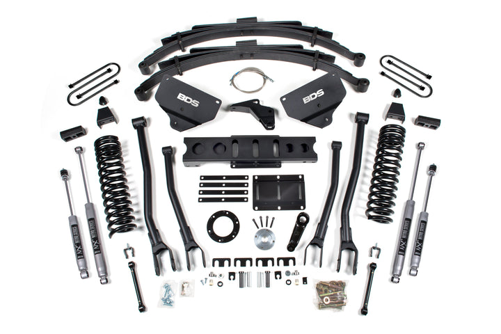 BDS Suspension 8 Inch Lift Kit w/ 4-Link Ram 3500 2013-2018 4WD Diesel - Leaf Springs / 6 Bolt / NX2 Nitro Series