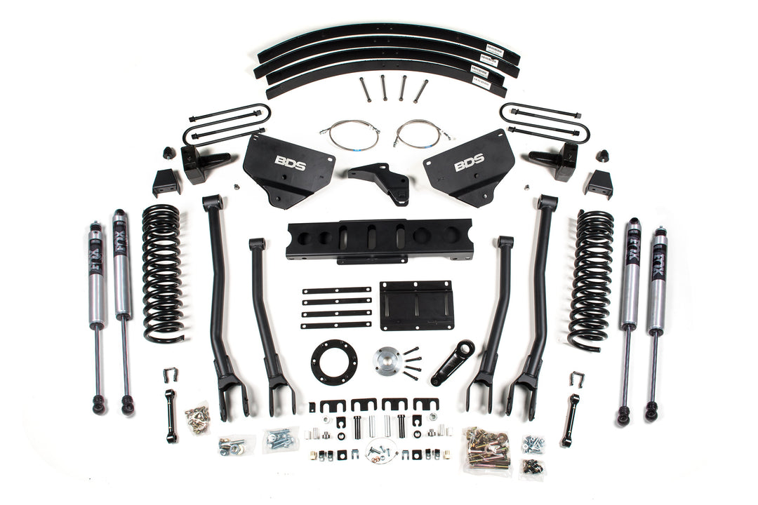BDS Suspension 8 Inch Lift Kit w/ 4-Link Ram 3500 2013-2018 4WD Diesel - 5 Inch Block Kit and Add-A-Leaf / 6 Bolt / FOX 2.0 Performance Series