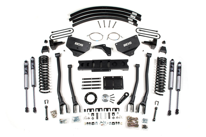 BDS Suspension 8 Inch Lift Kit w/ 4-Link Ram 3500 2013-2018 4WD Diesel - 5 Inch Block Kit and Add-A-Leaf / 6 Bolt / FOX 2.0 Performance Series