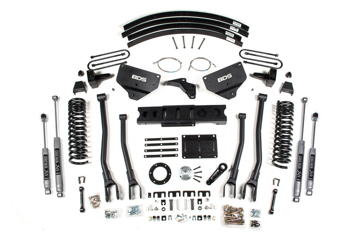 BDS Suspension 8 Inch Lift Kit w/ 4-Link Ram 3500 2013-2018 4WD Diesel - 5 Inch Block Kit and Add-A-Leaf / 6 Bolt / NX2 Nitro Series