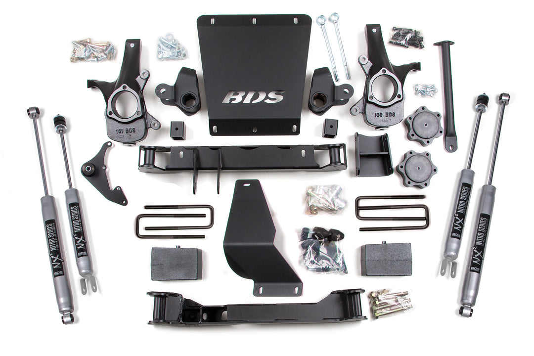 BDS Suspension 6 Inch Lift Kit Chevy Silverado or GMC Sierra 1500 1999-2006 4WD - Block Kit and Add-A-Leaf / NX2 Nitro Series