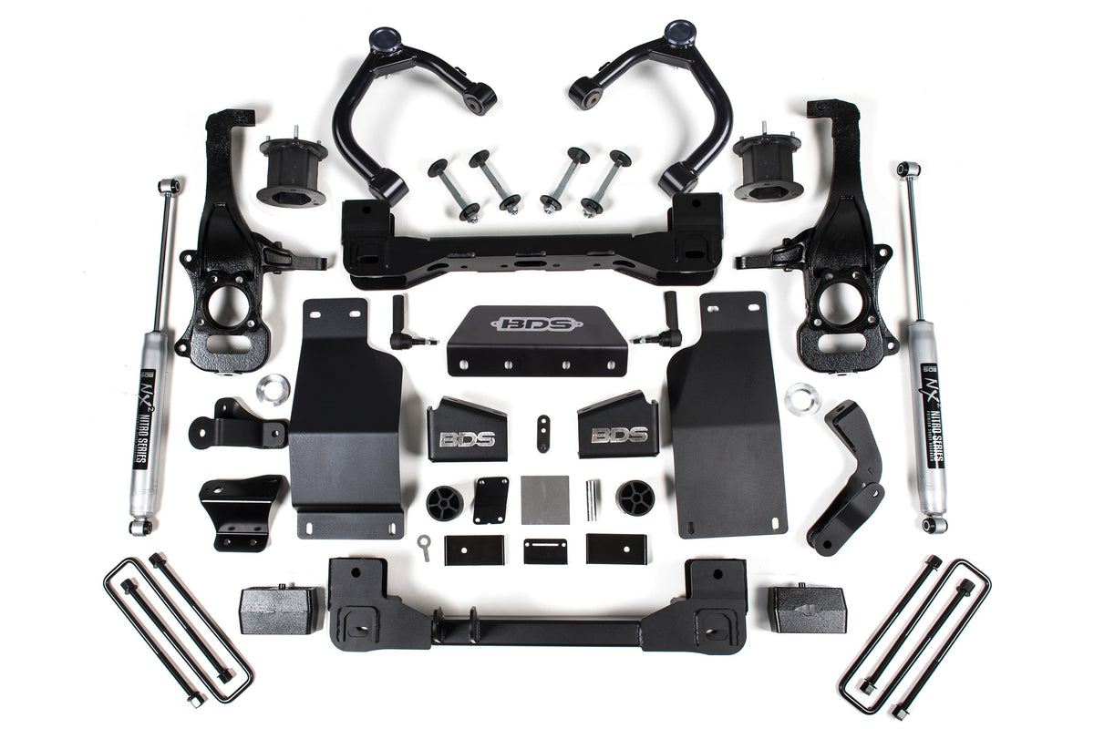 BDS Suspension 4 Inch Lift Kit Chevy Silverado or GMC Sierra 1500 2019-2024 4WD Diesel - NX2 Nitro Series – Strut Spacer