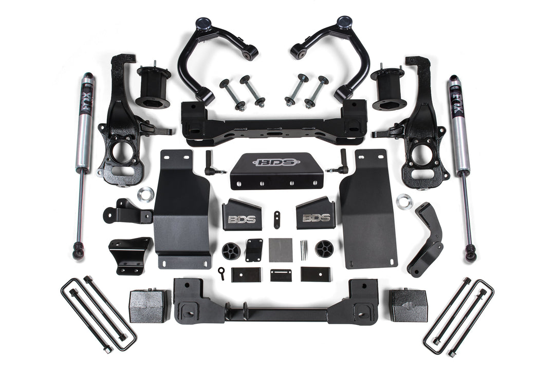BDS Suspension 6 Inch Lift Kit Chevy Silverado or GMC Sierra 1500 2019-2026 4WD Diesel - FOX 2.0 Performance Series – Strut Spacer
