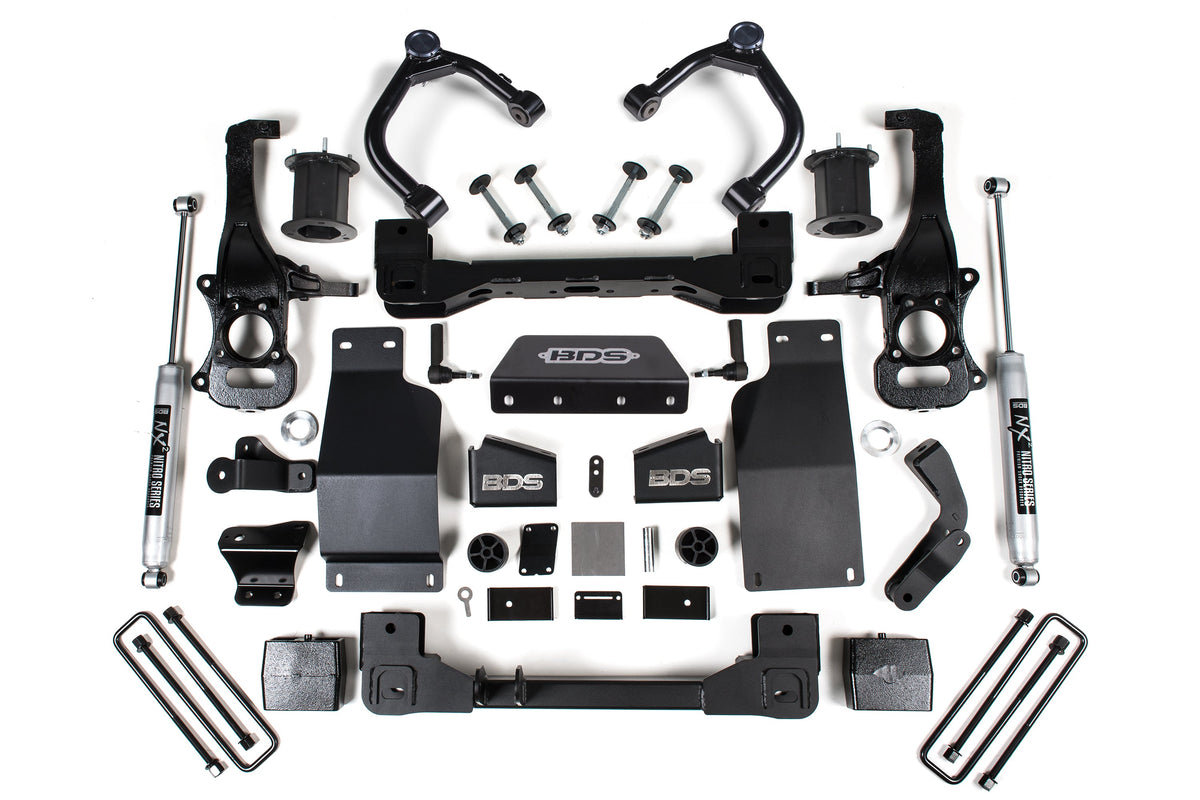 BDS Suspension 6 Inch Lift Kit Chevy Silverado or GMC Sierra 1500 2019-2026 4WD Diesel - NX2 Nitro Series – Strut Spacer