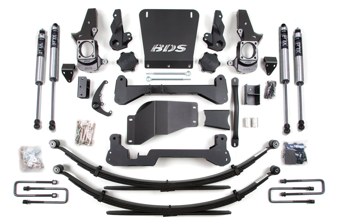BDS Suspension 7 Inch Lift Kit Chevy Silverado or GMC Sierra 2500HD/3500 2001-2010 4WD - Leaf Springs – FOX 2.0 Performance Series – Narrow Track Knuckle