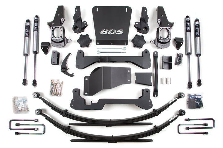 BDS Suspension 7 Inch Lift Kit Chevy Silverado or GMC Sierra 2500HD/3500 2001-2010 4WD - Leaf Springs – FOX 2.0 Performance Series – Narrow Track Knuckle