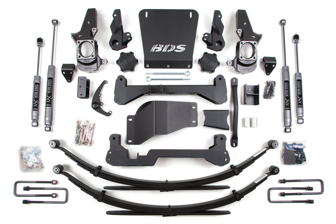 BDS Suspension 7 Inch Lift Kit Chevy Silverado or GMC Sierra 2500HD/3500 2001-2010 4WD - Leaf Springs – NX2 Nitro Series – Standard Knuckle