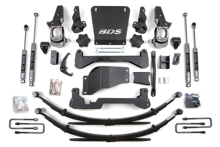 BDS Suspension 7 Inch Lift Kit Chevy Silverado or GMC Sierra 2500HD/3500 2001-2010 4WD - Leaf Springs – NX2 Nitro Series – Standard Knuckle