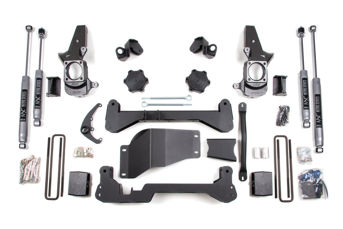 BDS Suspension 4.5 Inch Lift Kit Chevy Silverado or GMC Sierra 2500HD/3500 2001-2010 SRW 4WD - NX2 Nitro Series / Narrow Track Knuckle
