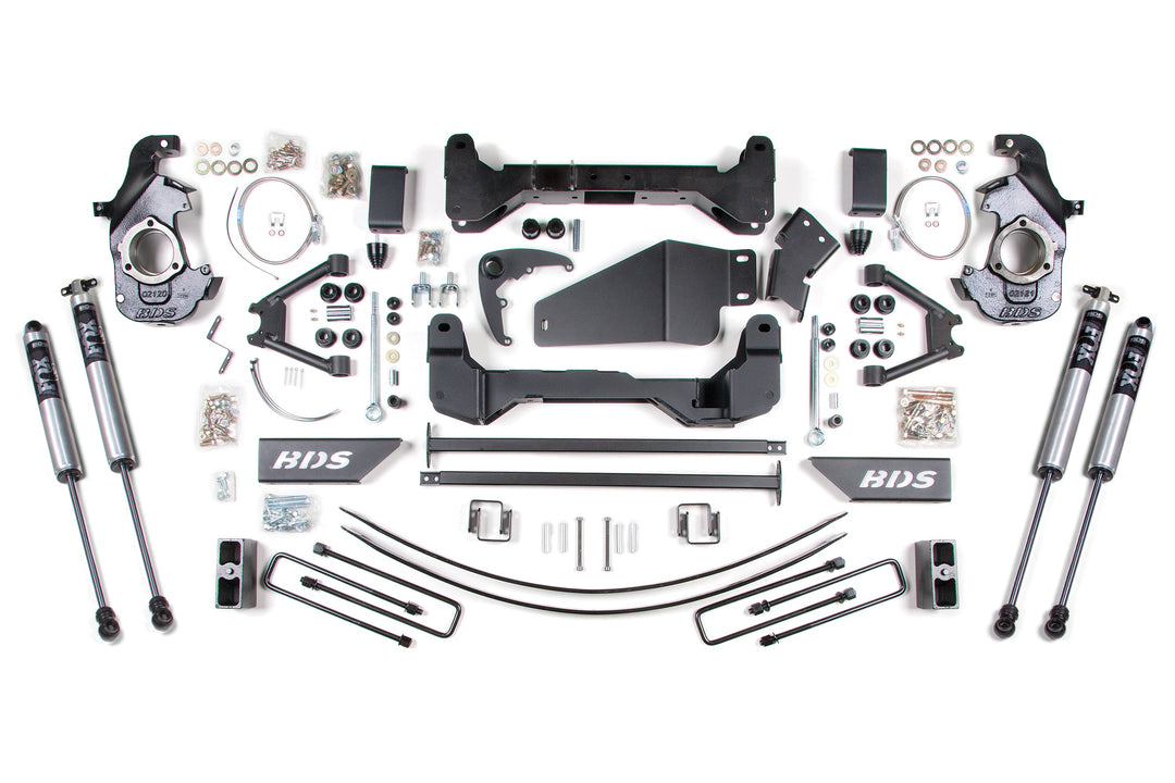 BDS Suspension 6" Lift Kit Chevrolet &amp; GMC 1500/2500 6 Lug (1988-1998) 4WD - 5 Inch Block Kit and Add-A-Leaf / FOX 2.0 Performance Series