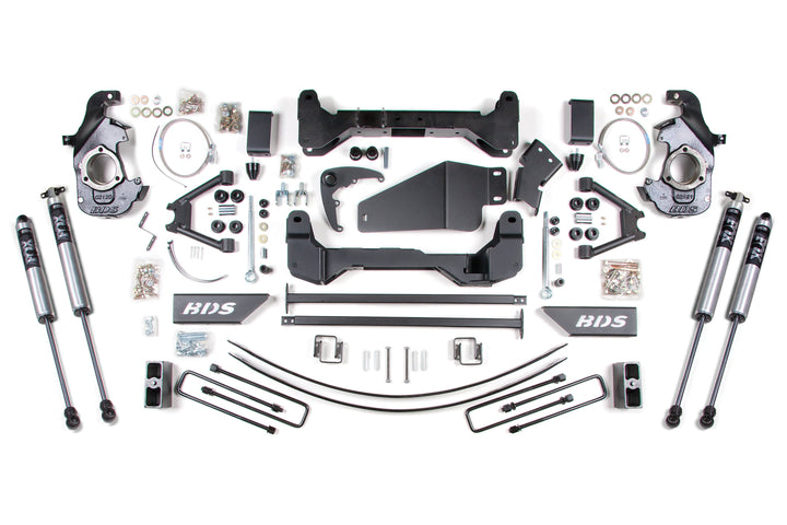 BDS Suspension 6" Lift Kit Chevrolet &amp; GMC 1500/2500 6 Lug (1988-1998) 4WD - 5 Inch Block Kit and Add-A-Leaf / FOX 2.0 Performance Series