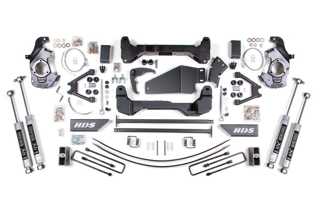 BDS Suspension 6" Lift Kit Chevrolet &amp; GMC 1500/2500 6 Lug (1988-1998) 4WD - 5 Inch Block Kit and Add-A-Leaf / NX2 Nitro Series