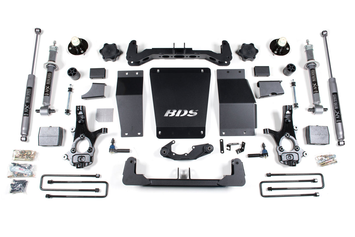 BDS Suspension 6 Inch Lift Kit BDS Strut Chevy Silverado or GMC Sierra 1500 2014-2018 4WD - Block Kit / NX2 Nitro Series / Cast Steel