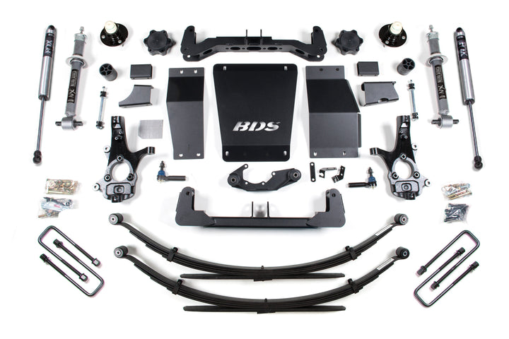 BDS Suspension 6 Inch Lift Kit BDS Strut Chevy Silverado or GMC Sierra 1500 2014-2018 4WD - Leaf Springs / FOX 2.0 Performance Series / Cast Steel