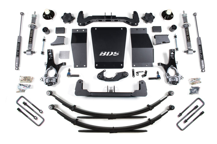 BDS Suspension 6 Inch Lift Kit BDS Strut Chevy Silverado or GMC Sierra 1500 2014-2018 4WD - Leaf Springs / NX2 Nitro Series / Cast Steel
