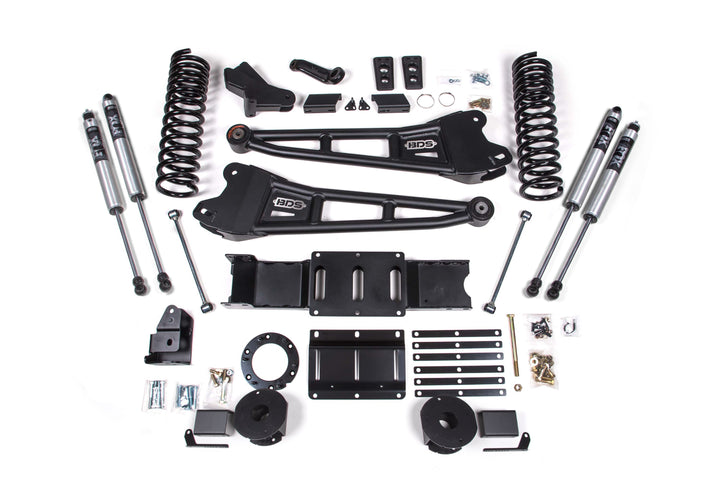 BDS Suspension 5.5 Inch Lift Kit w/ Radius Arm Ram 2500 w/ Rear Air Ride 2019-2024 4WD Gas - FOX 2.0 Performance Series