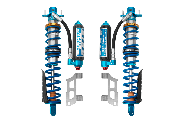King Shocks 3.0" Performance Rear Coilover w/ Remote Reservoir – 2022-2026 Ford Bronco Raptor 4WD (Internal Bypass, Performance Fin Reservoir)