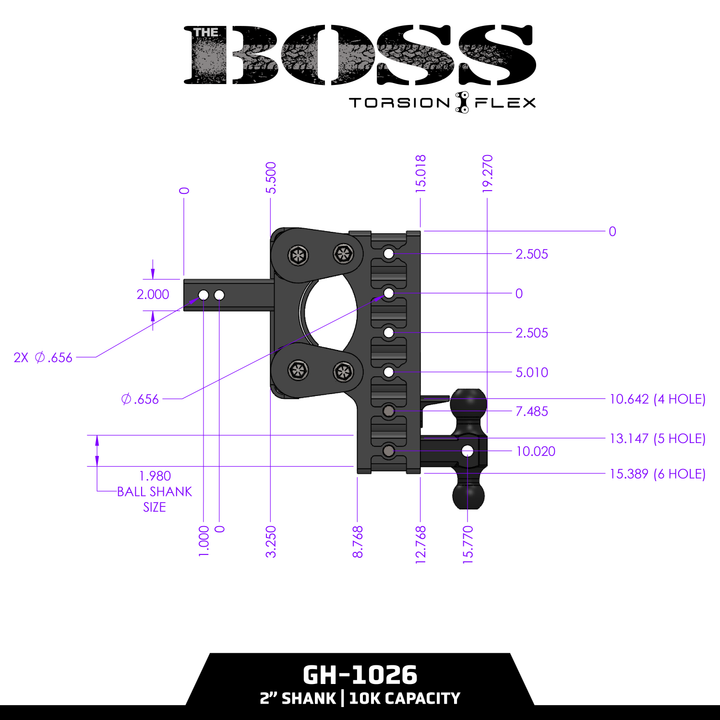 Gen Y Hitch BOSS 10K (Torsion-Flex) Drop Hitch - 2 Inch or 2.5 Inch Shank