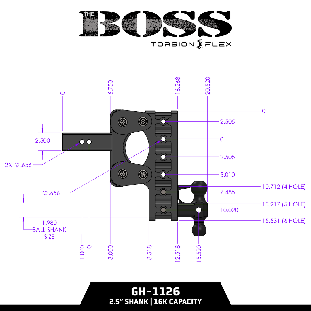 Gen Y Hitch BOSS 16K (Torsion-Flex) Drop Hitch - 2 Inch or 2.5 Inch Shank