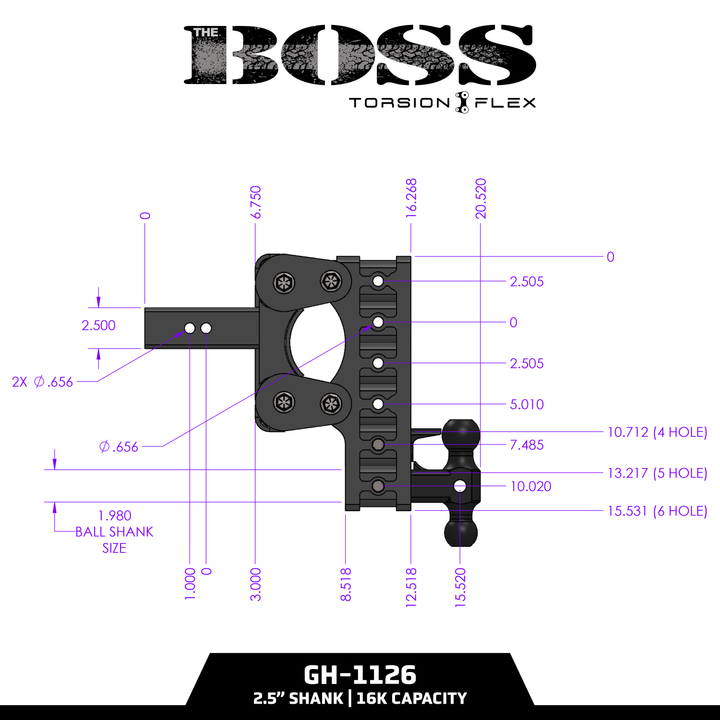 Gen Y Hitch BOSS 16K (Torsion-Flex) Drop Hitch - 2 Inch or 2.5 Inch Shank