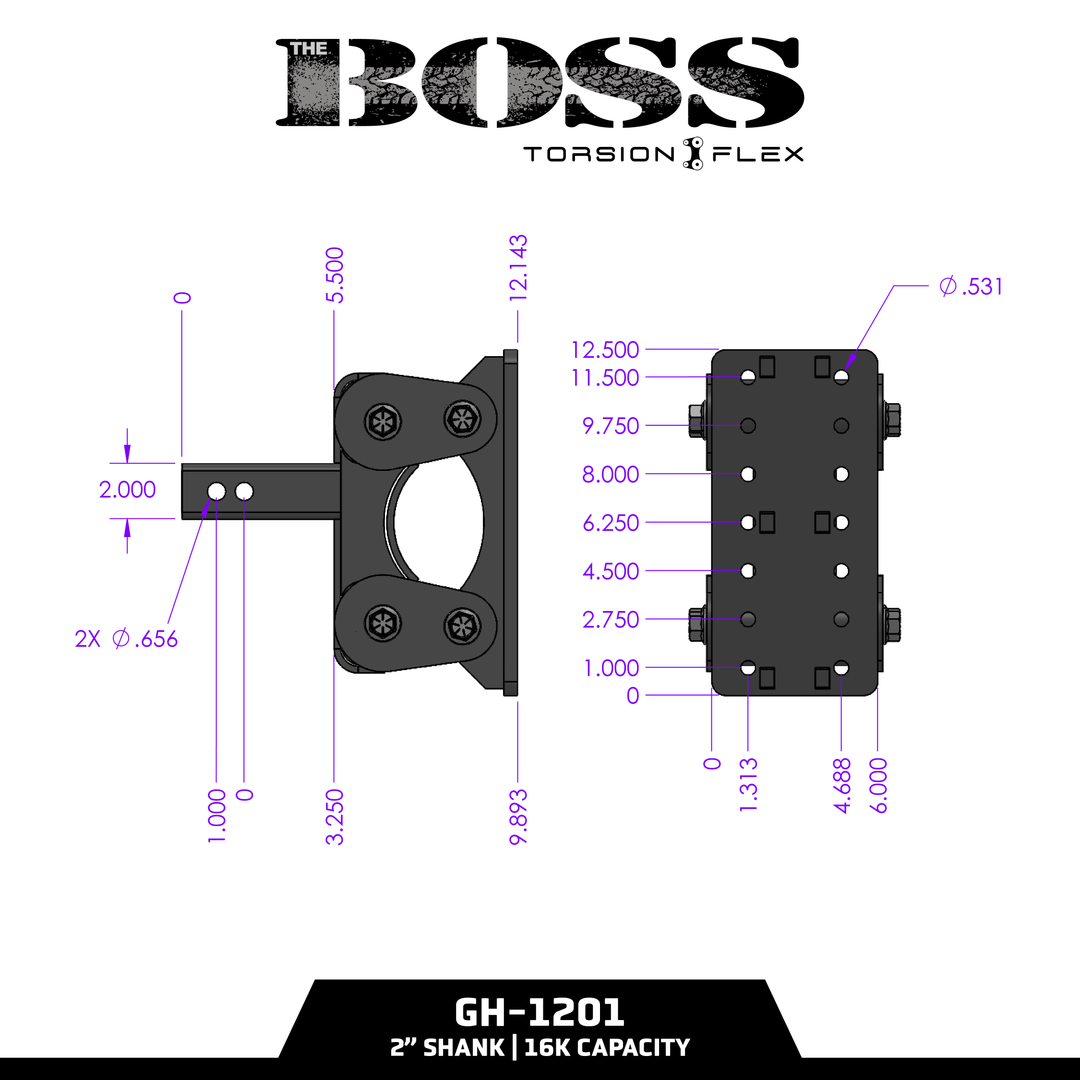 Gen Y Hitch BOSS (Torsion Flex) Pintle Plate - 2 Inch-3 Inch Shank