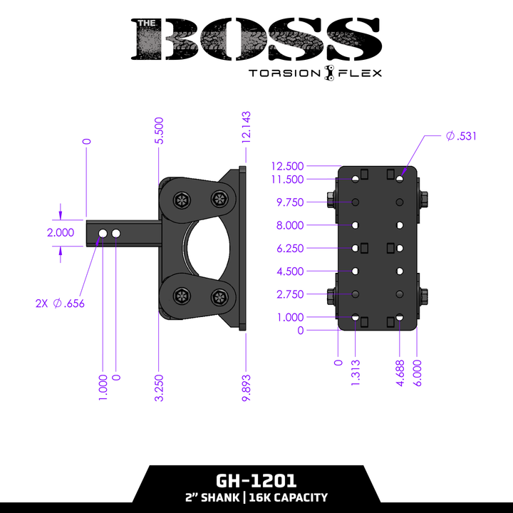 Gen Y Hitch BOSS (Torsion Flex) Pintle Plate - 2 Inch-3 Inch Shank