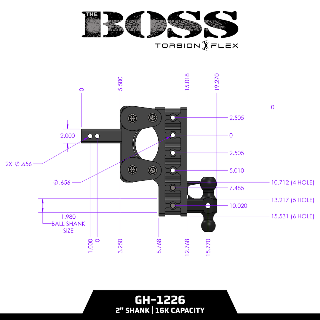 Gen Y Hitch BOSS 16K (Torsion-Flex) Drop Hitch - 2 Inch or 2.5 Inch Shank