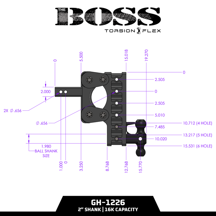 Gen Y Hitch BOSS 16K (Torsion-Flex) Drop Hitch - 2 Inch or 2.5 Inch Shank
