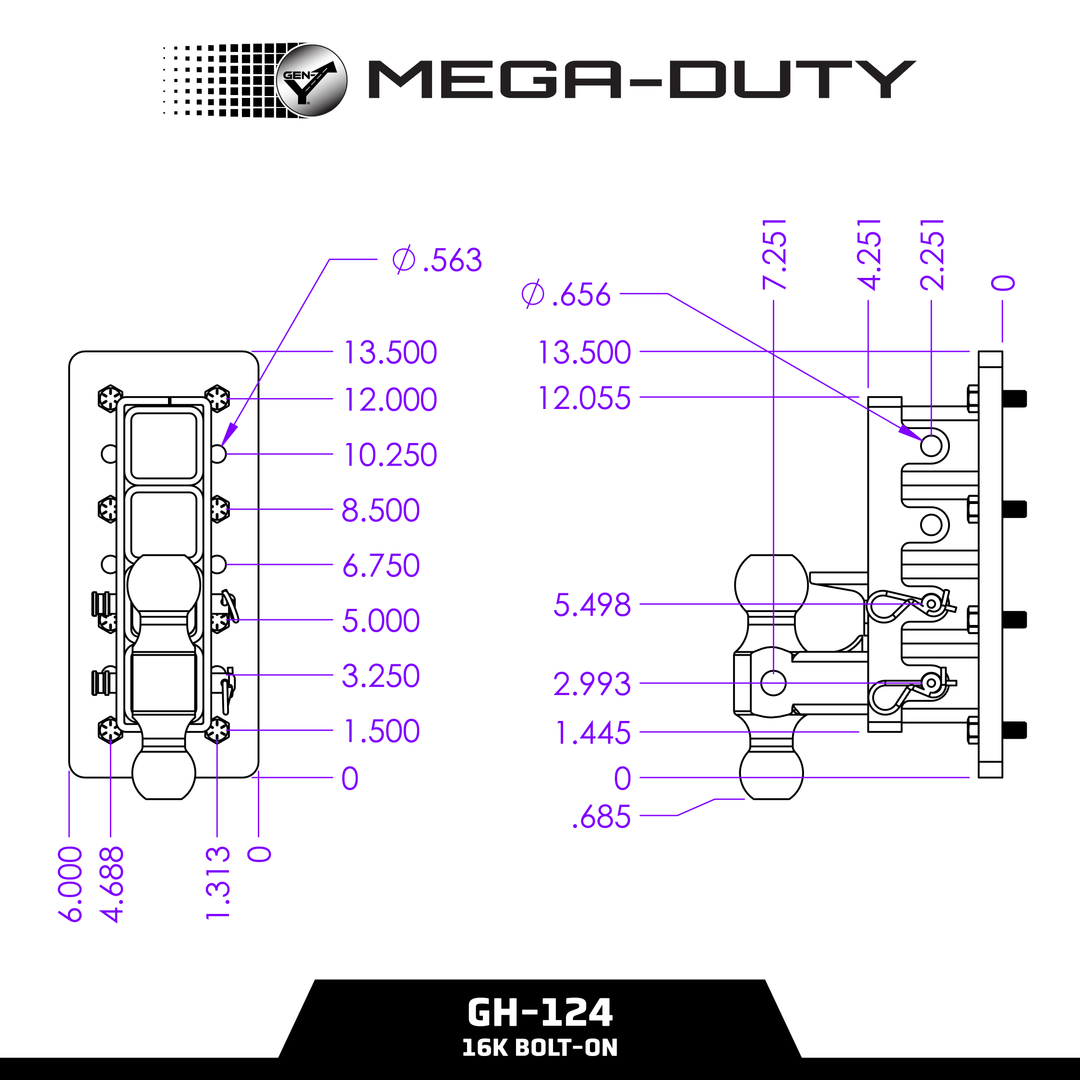 Gen Y Hitch MEGA-DUTY Bolt-On Adjustable Hitch