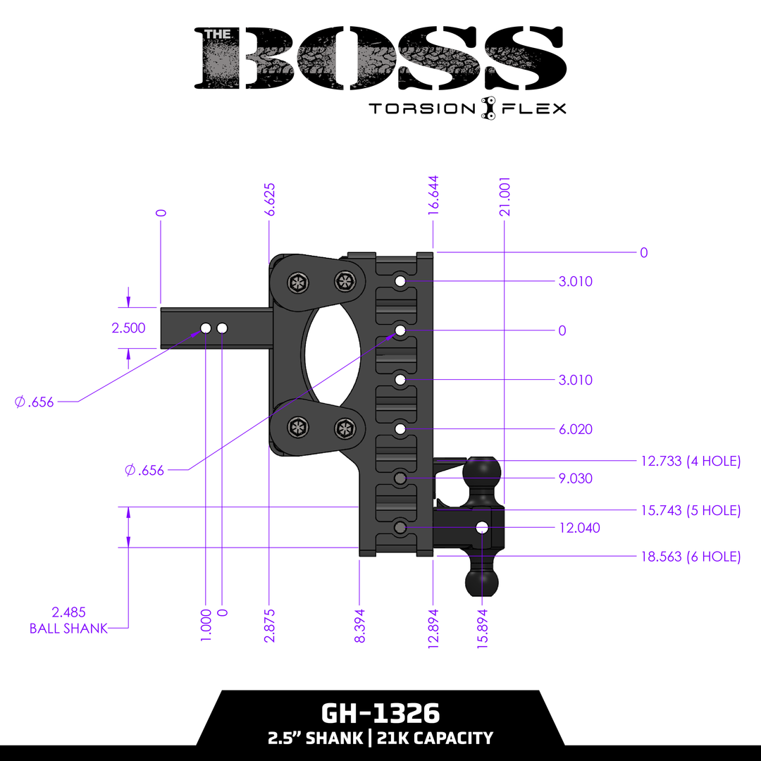 Gen Y Hitch BOSS 21K (Torsion-Flex) Drop Hitch - 2.5 Inch or 3 Inch Shank