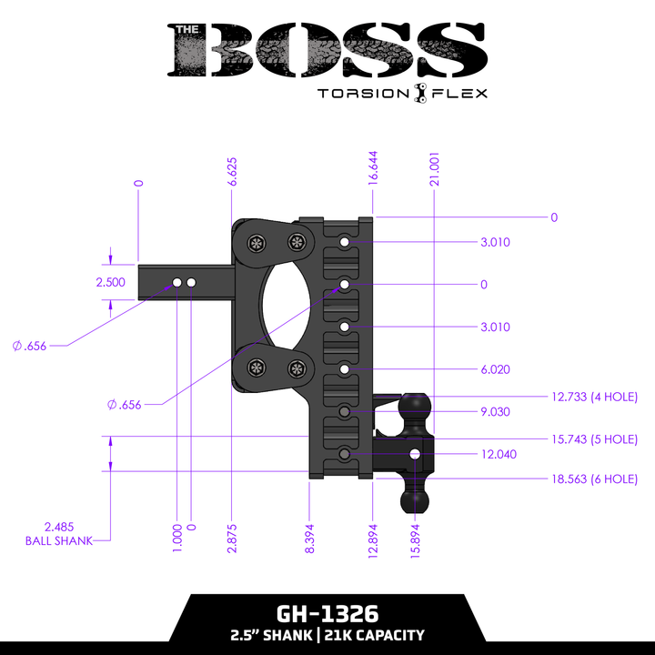 Gen Y Hitch BOSS 21K (Torsion-Flex) Drop Hitch - 2.5 Inch or 3 Inch Shank
