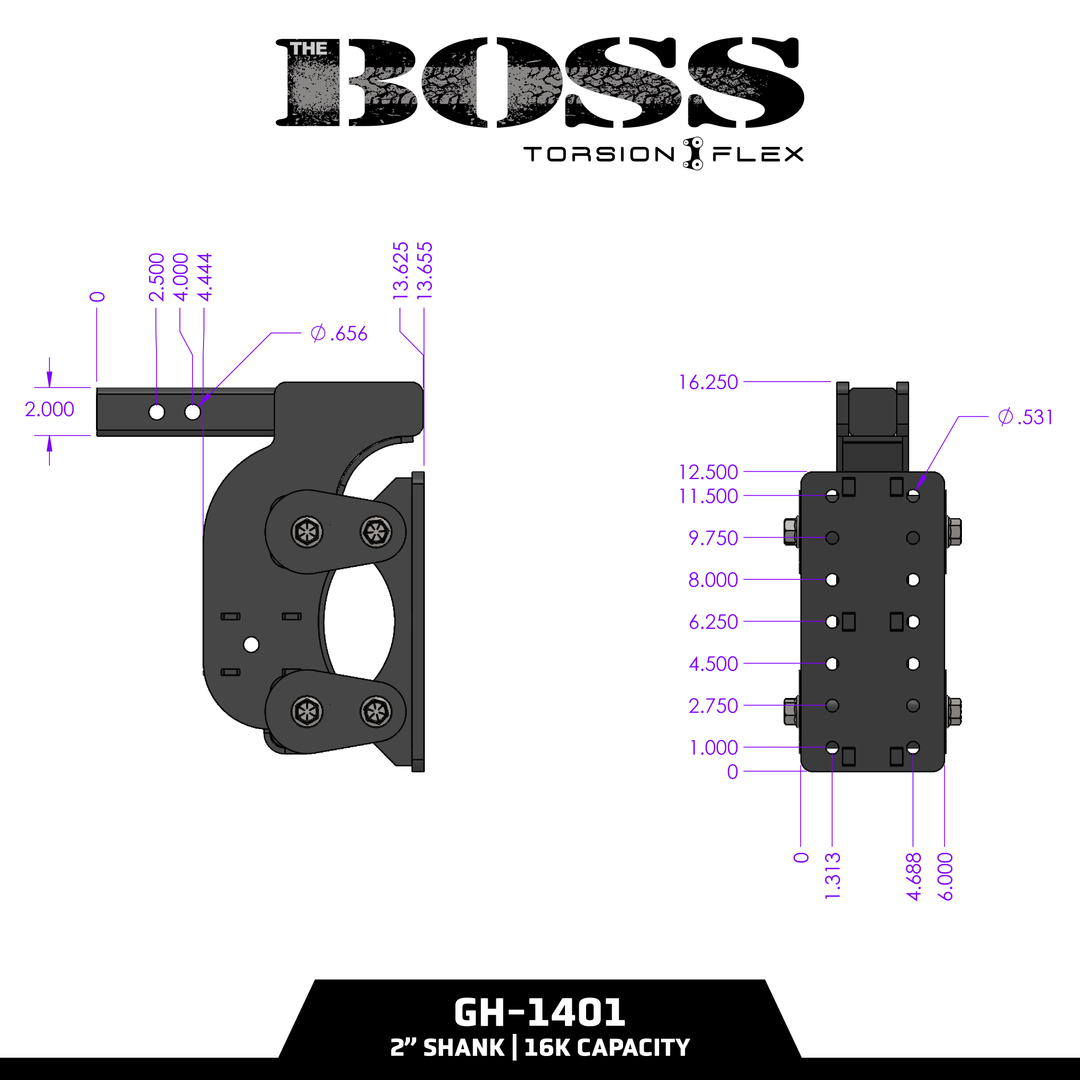 Gen Y Hitch BOSS (Torsion Flex) Pintle Plate - 2 Inch-3 Inch Shank