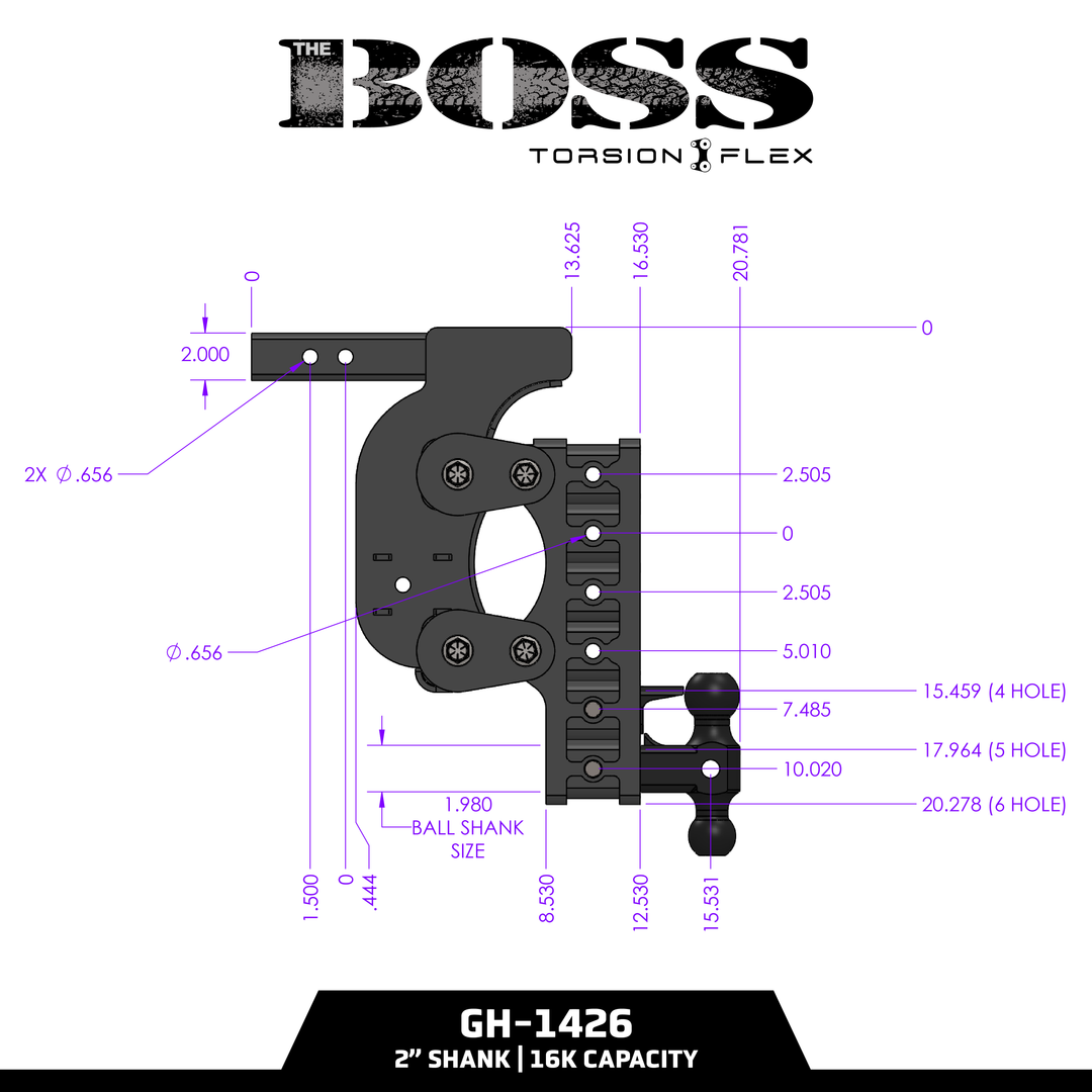 Gen Y Hitch BOSS 16K (Torsion-Flex) Drop Hitch - 2 Inch or 2.5 Inch Shank